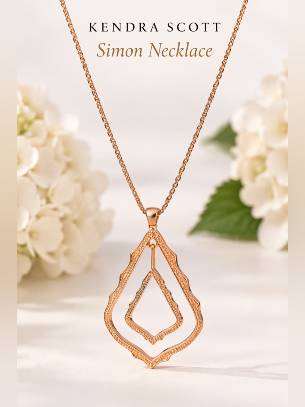 NWT Kendra Scott Simon Pendant Necklace in Rose Gold